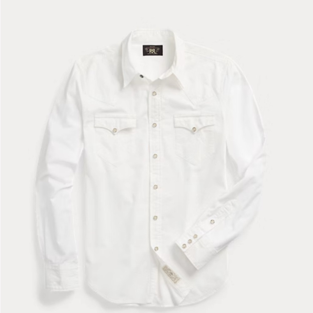 NEW Ralph Lauren RRL Men’s White Slim Fit Poplin Western Shirt